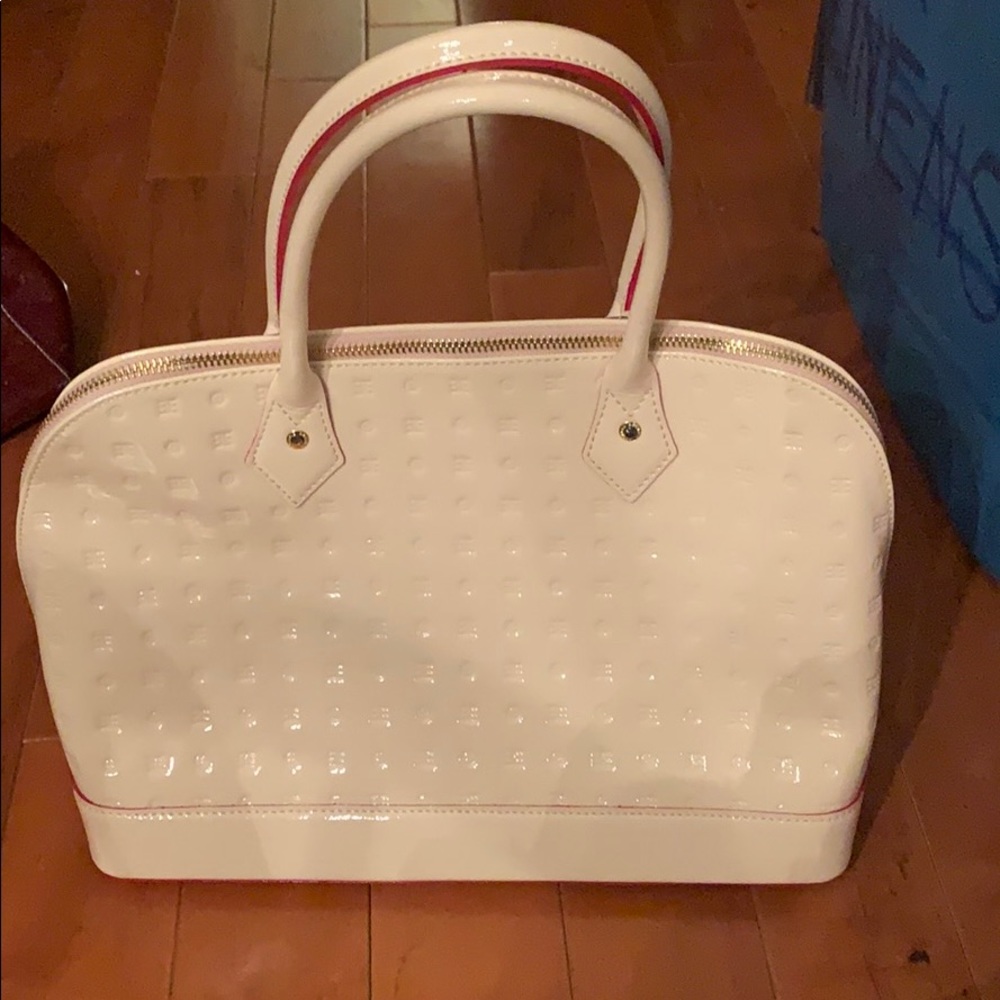 Cream  Arcadia patent leather purse